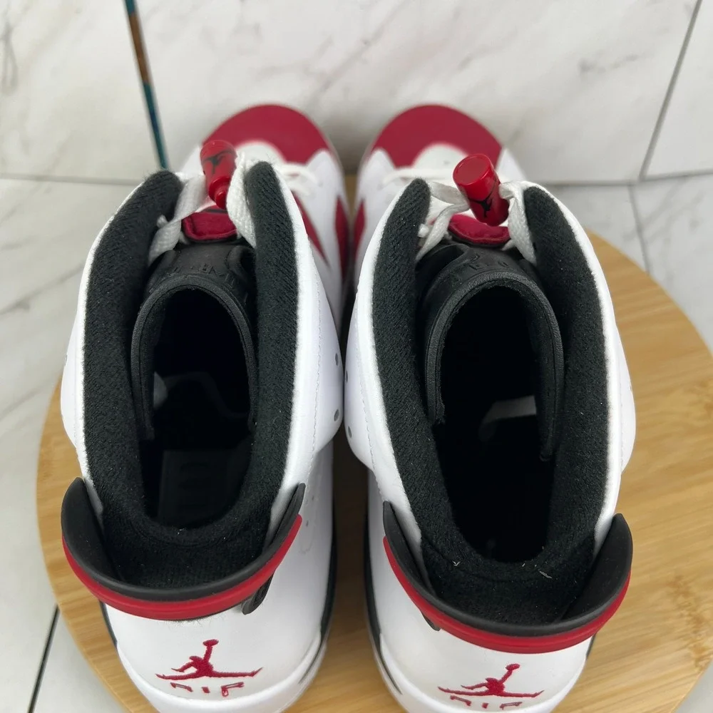 Nike Air Jordan 6 Retro Carmine 2014 Mens Size 12.5 White Red Sneaker 384664-160